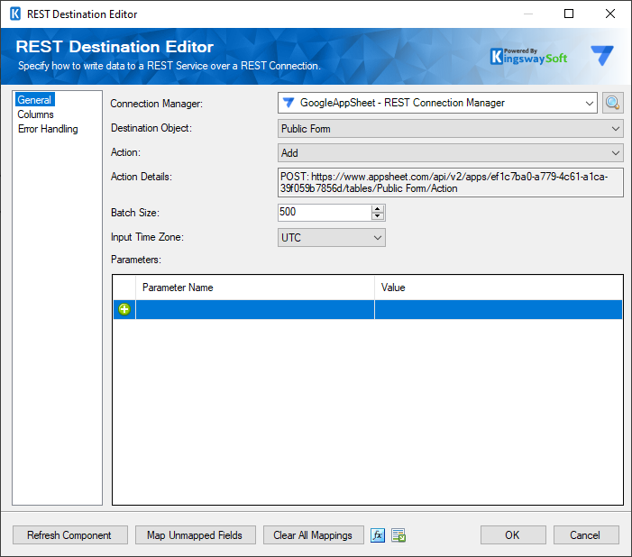 SSIS Google AppSheet Destination Component